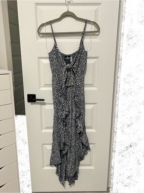 Angie Navy Floral High-Low Maxi Dress